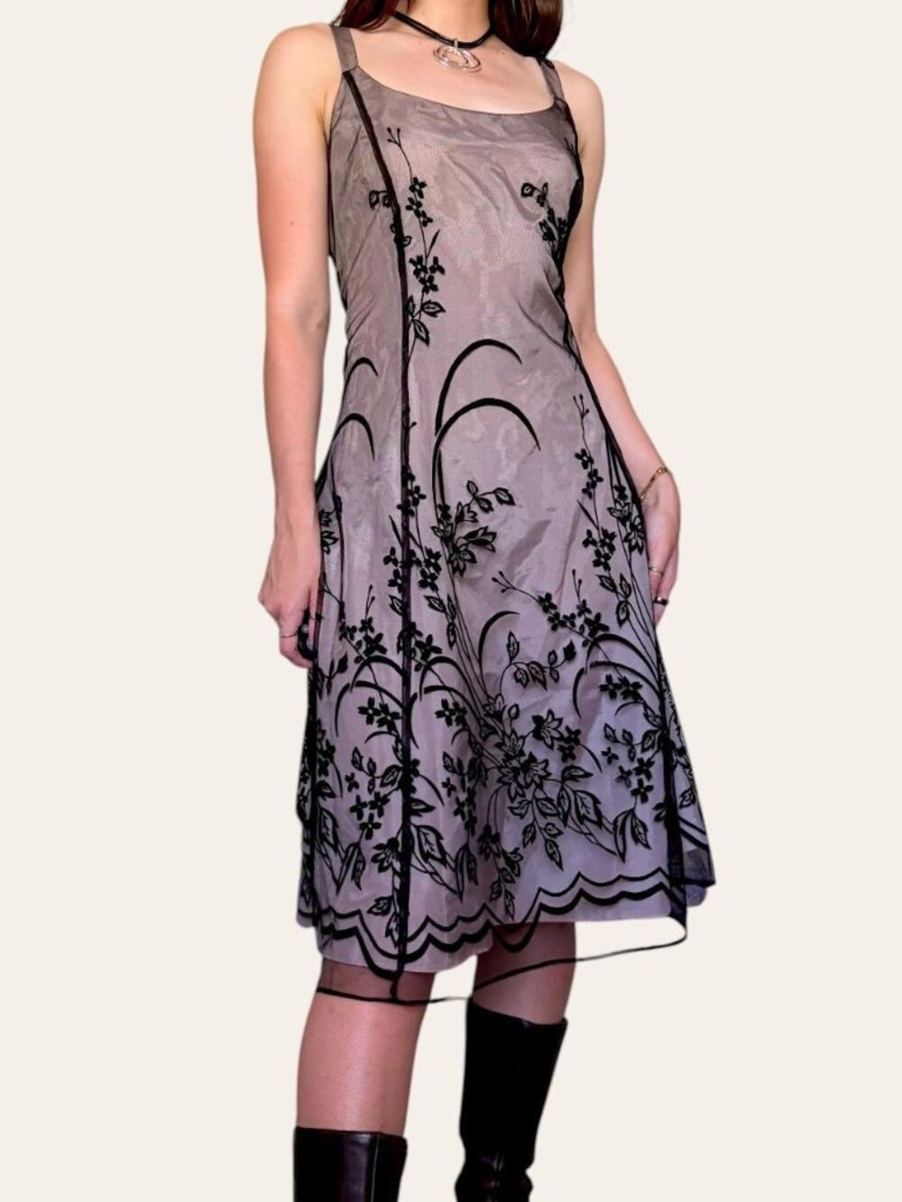 Dressbarn 2000s/2010s blush/black mesh dark fairy semi-formal dress Medium - Picture 4 of 8
